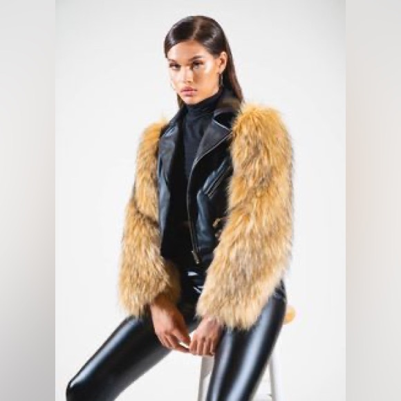 Azalea Wang Fur Moto Hybrid Jacket - Picture 3 of 4